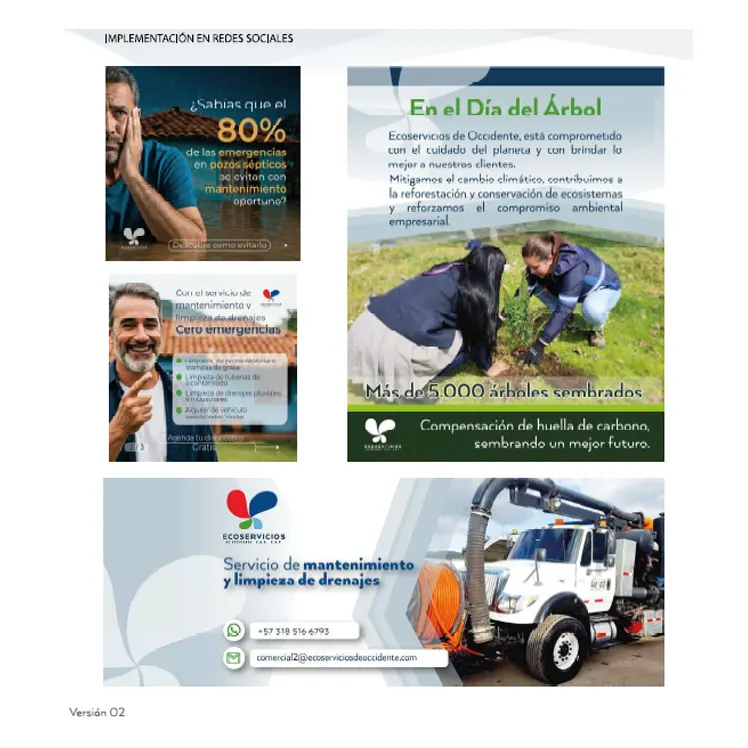 Diseño de Imagen Corporativa 21 manual de identidad corporativa diseñada por dicrea estudio web para Ecoservicios redes sociales